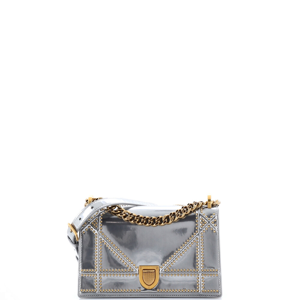 Christian Dior Small Diorama Flap Bag Studded Patent